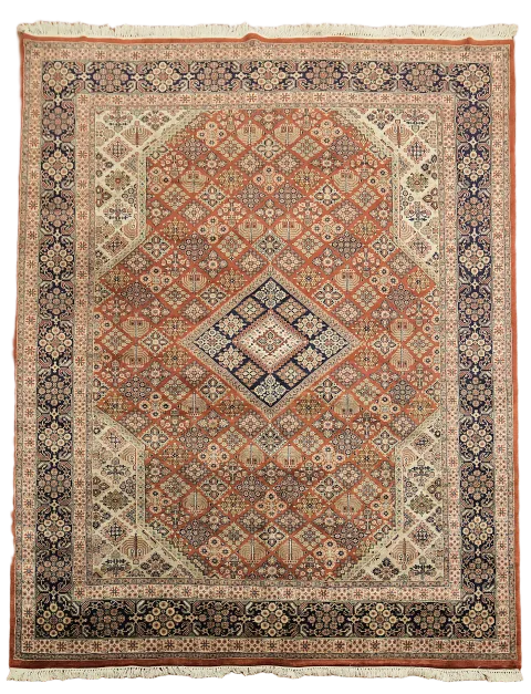 Orange Geometric Meymeh Indian Area Rug 9x11