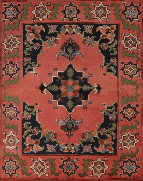 Geometric Wool Anatolian Turkish Rug 5x6