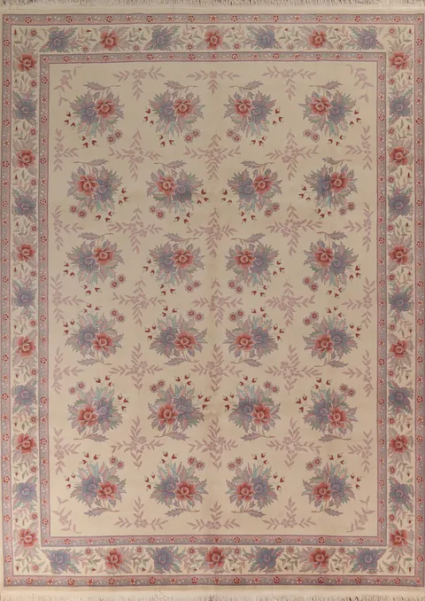 Floral Ivory Aubusson Chinese Area Rug 9x12