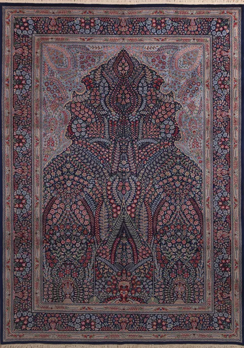 Vegetable Dye Blue Kerman Chinese Area Rug 7x10