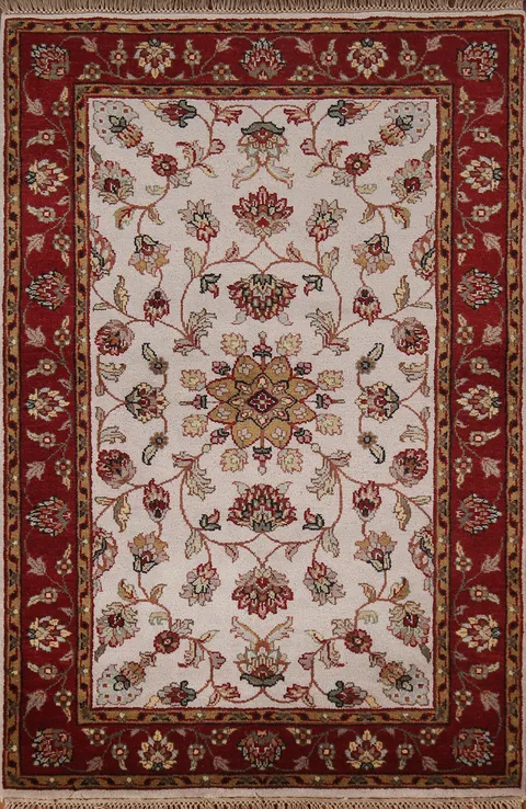 Floral Ivory Agra Indian Accent Rug 3x5