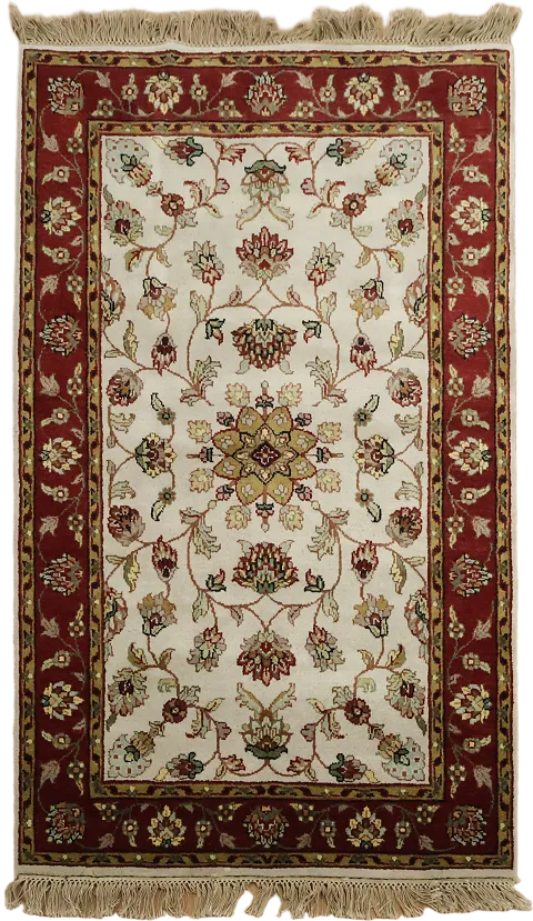 Floral Ivory Agra Indian Accent Rug 3x5