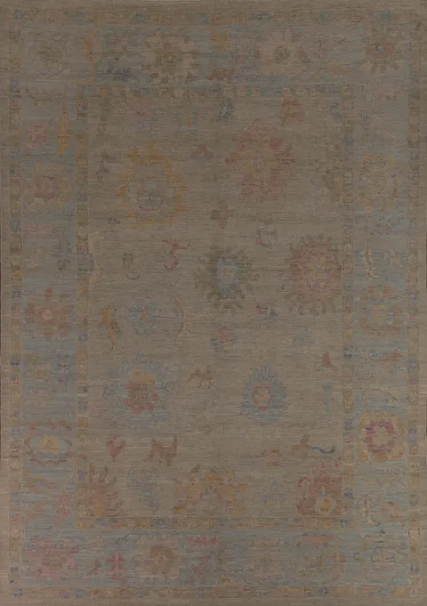 Vegetable Dye Oushak Turkish Area Rug 9x12
