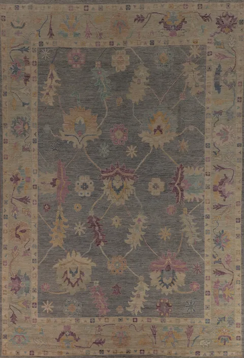 Vegetable Dye Oushak Turkish Large Rug 10x14