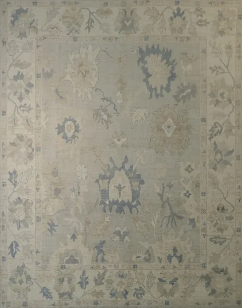 Vegetable Dye Muted Grey Oushak Turkish Area Rug 8x10 ft