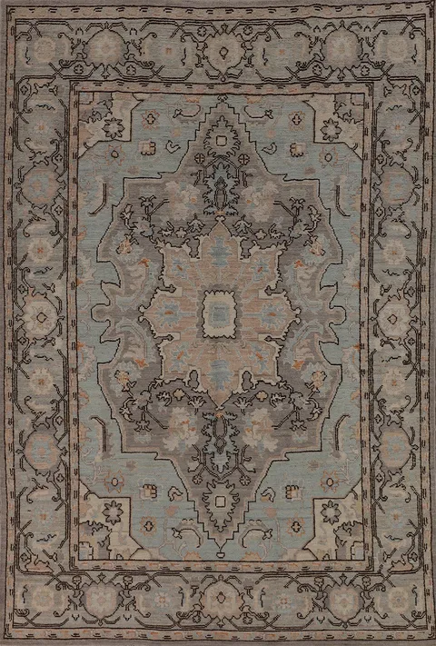 Vegetable Dye Oushak Turkish Area Rug 6x9
