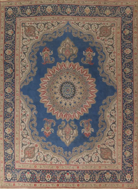Handmade Blue Tabriz Persian Area Rug 10x13