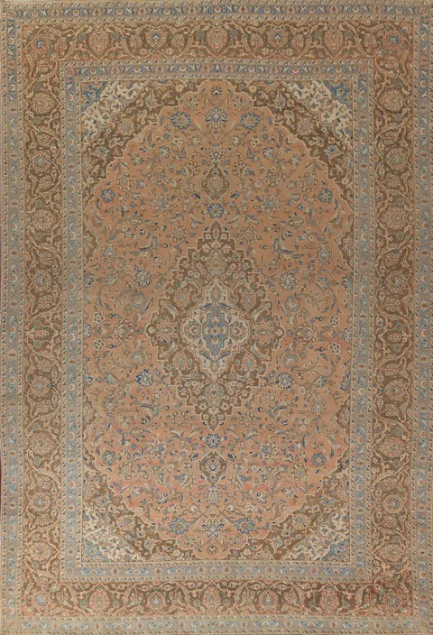 Traditional Floral Mashad Persian Area Rug 9x13