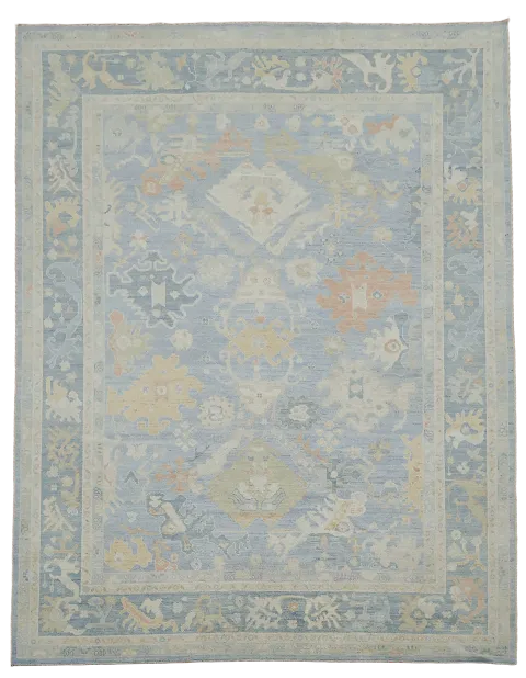 Vegetable Dye Oushak Turkish Area Rug 9x12