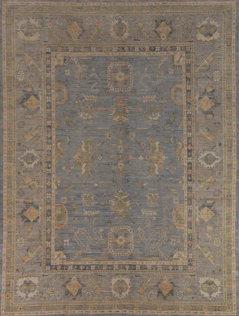 Light Blue Oushak Vegetable Dye Turkish Area Rug 8x10