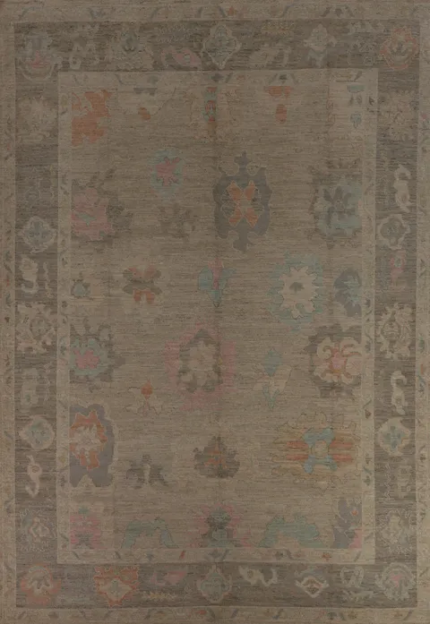 Vegetable Dye Oushak Turkish Area Rug 9x12