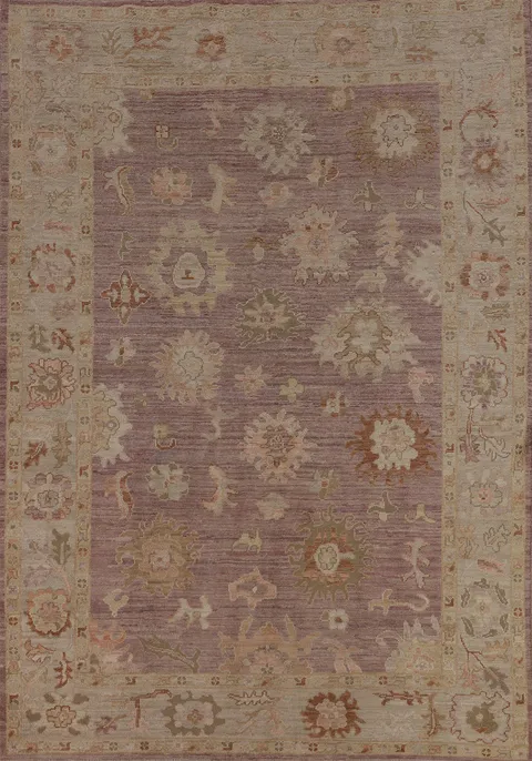 Vegetable Dye Brown Oushak Turkish Area Rug 6x9