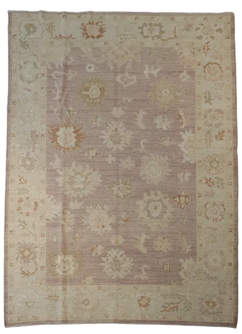 Vegetable Dye Brown Oushak Turkish Area Rug 6x9