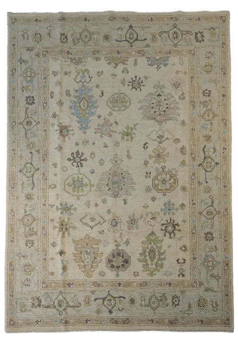 Vegetable Dye Oushak Turkish Area Rug 6x9