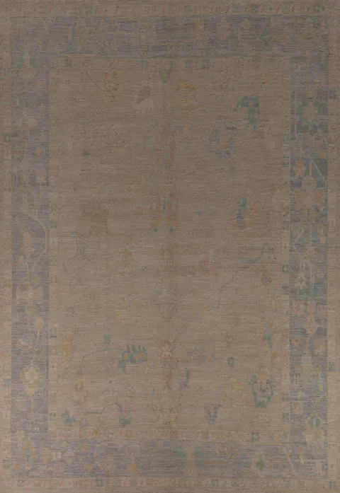 Earth Tone Oushak Vegetable Dye Turkish Large Rug 10x14