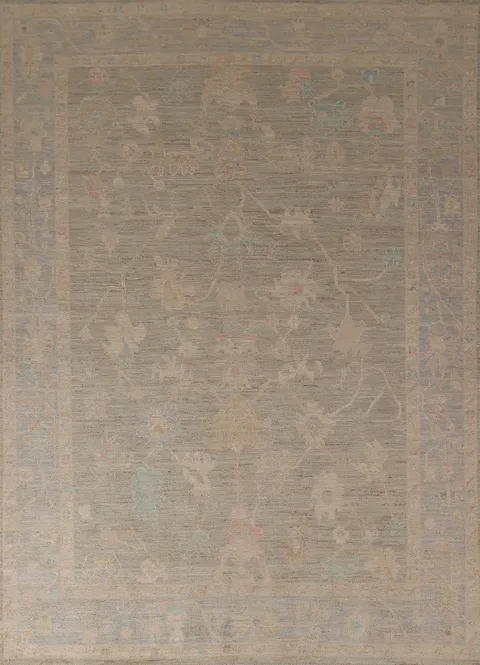 Earth Tone Oushak Vegetable Dye Turkish Area Rug 6x9