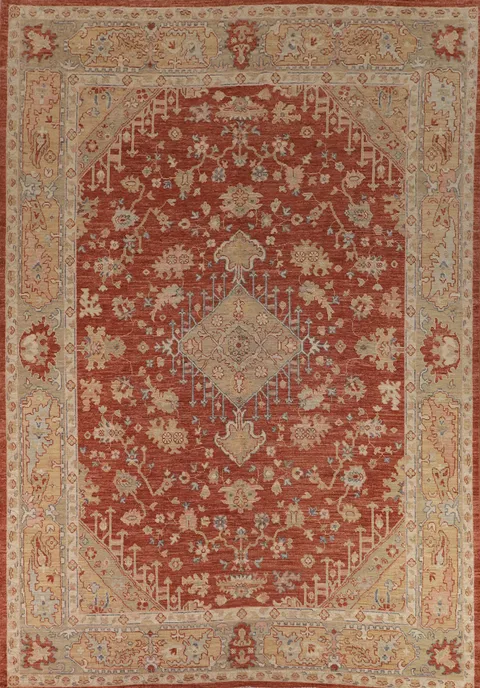 Vegetable Dye Oushak Turkish Large Rug 11x14