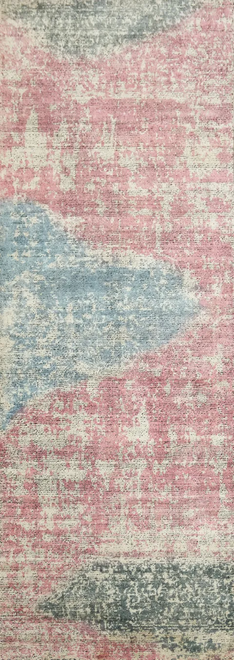 Contemporary Abstract Oriental Runner Rug 3x8