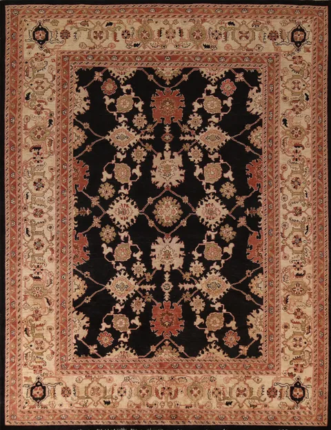 Handmade Black Peshawar Oriental Area Rug 8x10