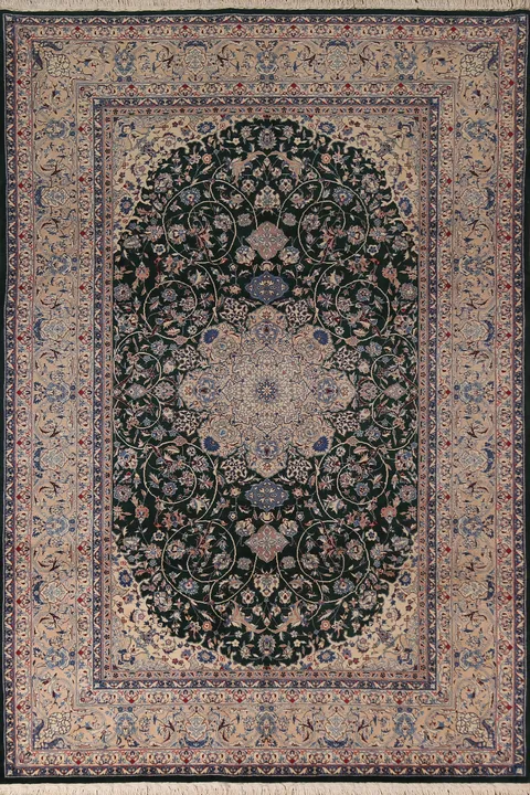 Vegetable Dye Green Nain Chinese Area Rug 6x9
