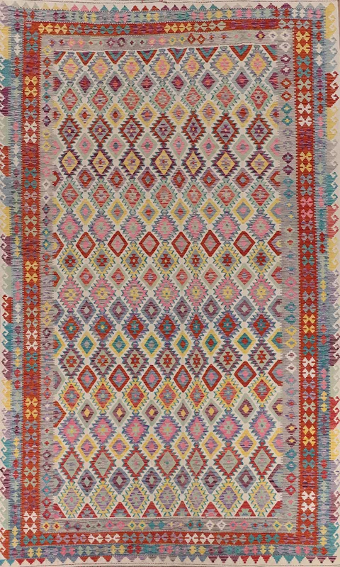 Flat Weave Geometric Kilim Oriental Large Rug 10x16