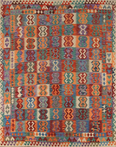 Colorful Geometric Kilim Oriental Area Rug 8x10