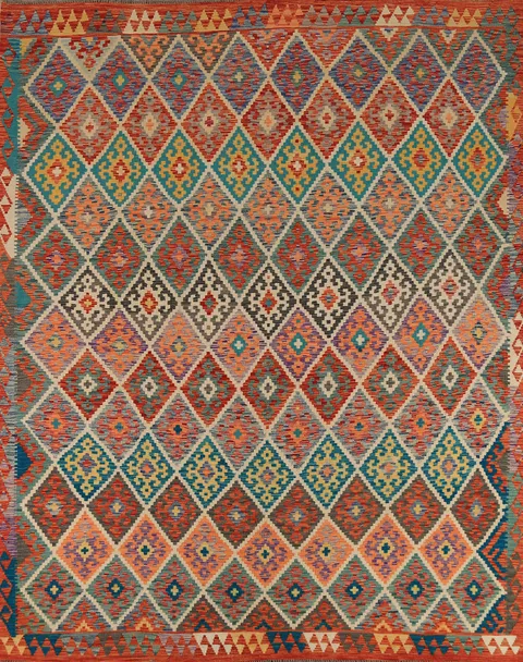 All-Over Trellis Kilim Oriental Area Rug 8x10