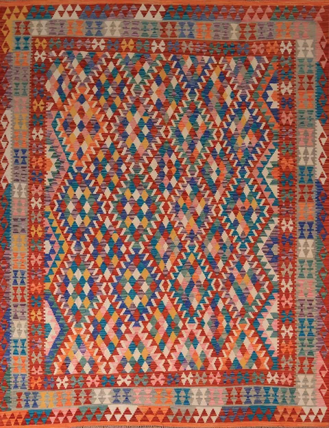 South Western Style Kilim Wool Area Rug 8x10