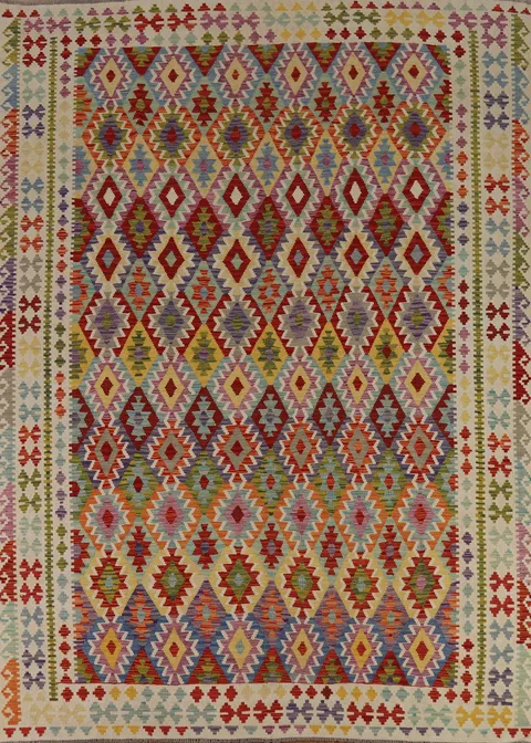 Reversible Wool Kilim Oriental Area Rug 9x11