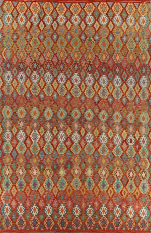 Multicolor Wool Kilim Oriental Large Rug 10x16