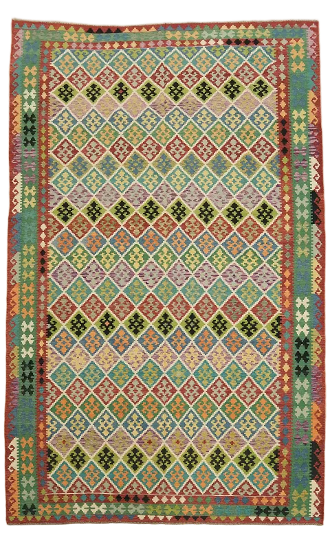 Trellis Multicolor Kilim Oriental Large Rug 10x16