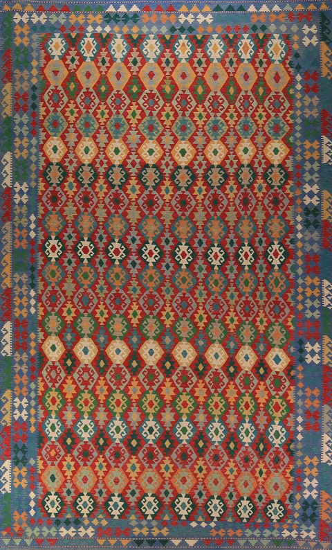 All-Over Geometric Kilim Oriental Large Rug 10x16