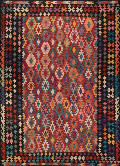 Reversible Wool Kilim Oriental Area Rug 9x11