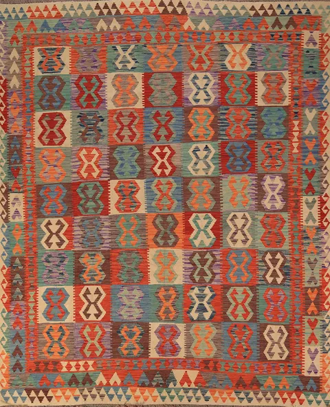 Reversible Wool Kilim Oriental Area Rug 8x10