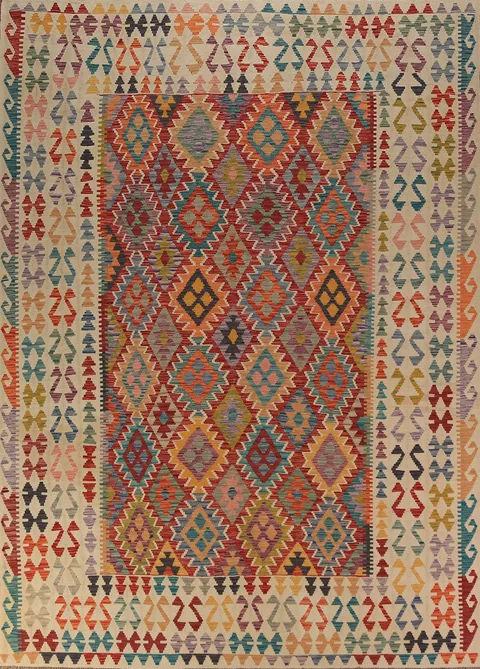 Flat Weave Geometric Kilim Oriental Area Rug 8x11