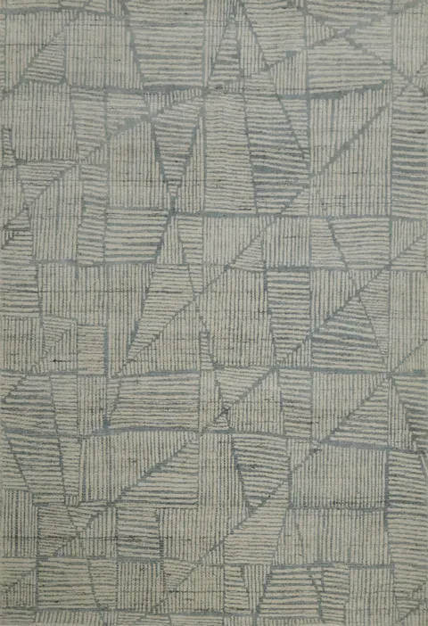 Chic Blue and White Geometric Rug, Ideal for Modern Homes 5x8