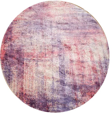 Artistic Purple and Pink Abstract Round Area Rug 7x7 ft