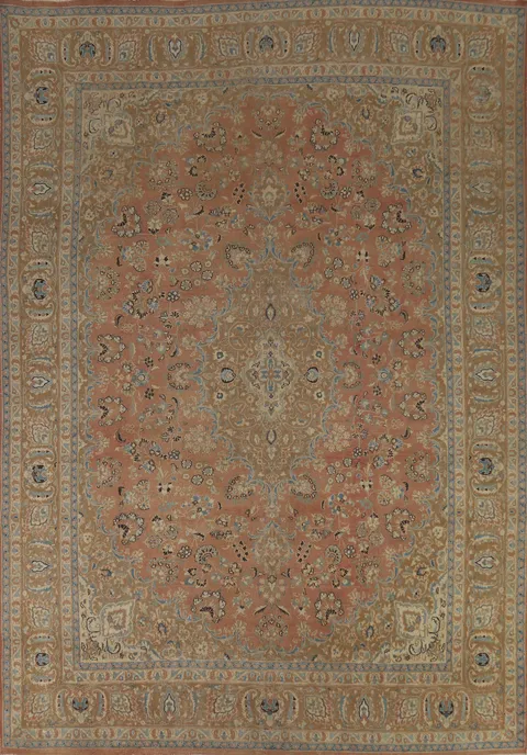 Floral Traditional Mashad Persian Area Rug 9x12