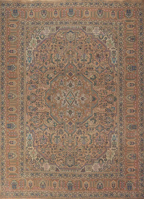 Vintage Wool Geometric Tabriz Persian Area Rug 8x11