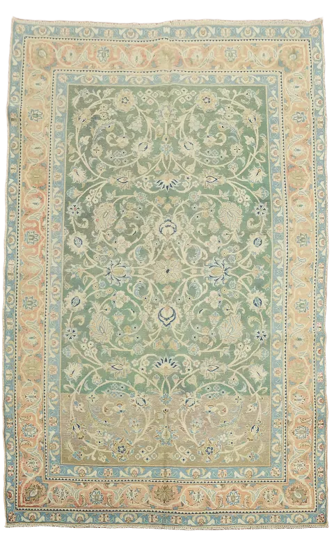 Green Floral Kashan Persian Area Rug 6x10