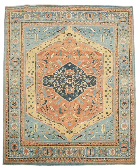 Orange Wool Handmade Heriz Oriental Area Rug 6x9