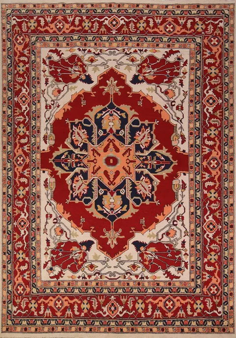 Geometric Red Heriz Oriental Area Rug 8x10