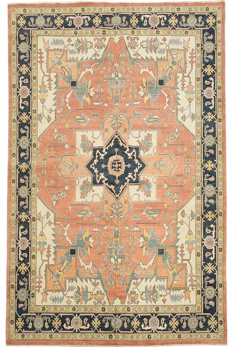 Vegetable Dye Orange Heriz Oriental Area Rug 9x11