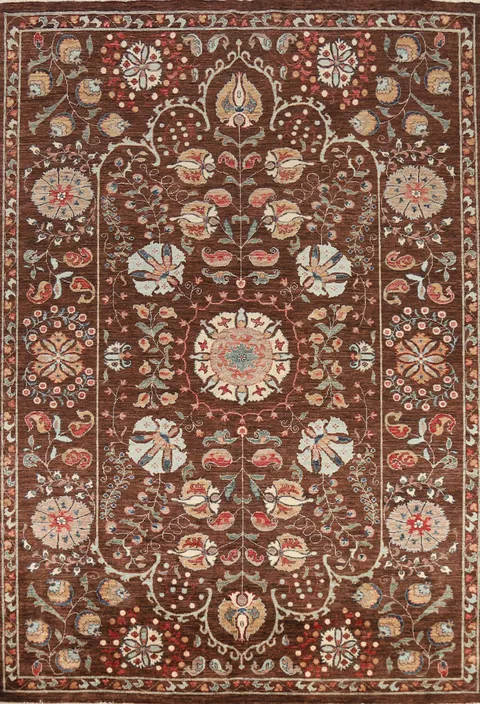 Brown Vegetable Dye Ziegler Oriental Area Rug 7x10