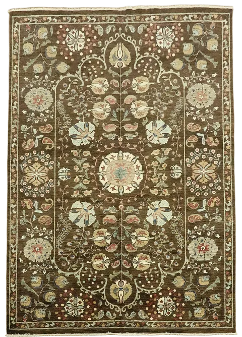 Brown Vegetable Dye Ziegler Oriental Area Rug 7x10
