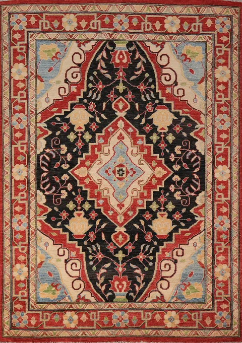 Black Vegetable Dye Heriz Oriental Rug 5x7
