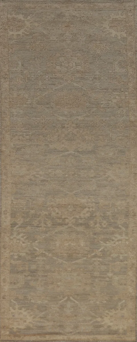 Vegetable Dye Oushak Turkish Runner Rug 3x10