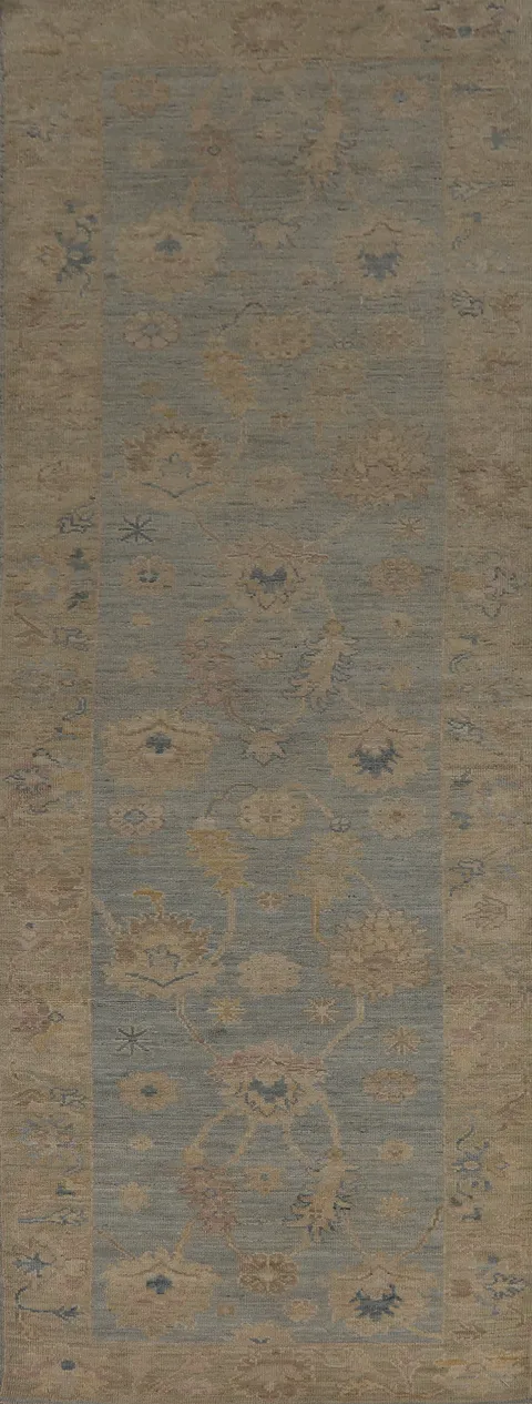 Vegetable Dye Oushak Turkish Runner Rug 3x12
