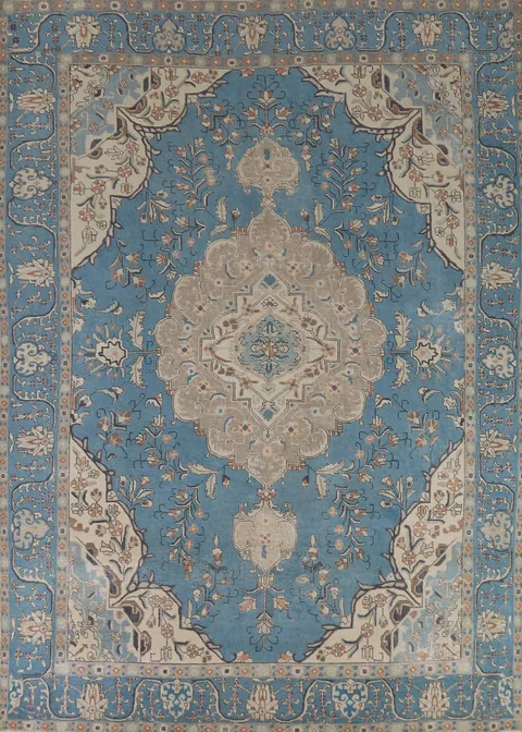 Blue Handmade Tabriz Persian Area Rug 9x13