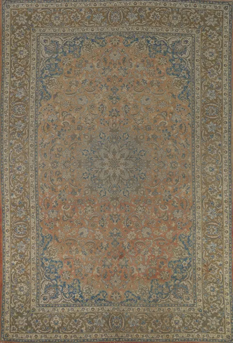 Orange Wool Vintage Najafabad Persian Area Rug 9x13